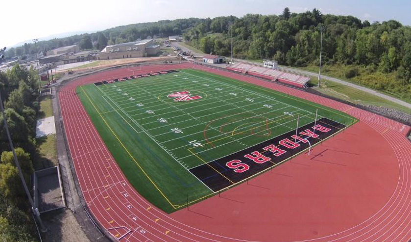 Aerial view of the new athletic field