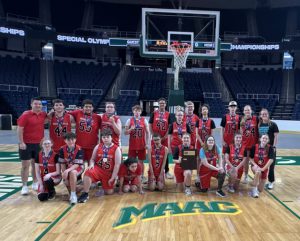 Photo of the MCSD Unified basketball team who won the Unified Championship yesterday beating Queensbury 36-27 at the MVP Arena