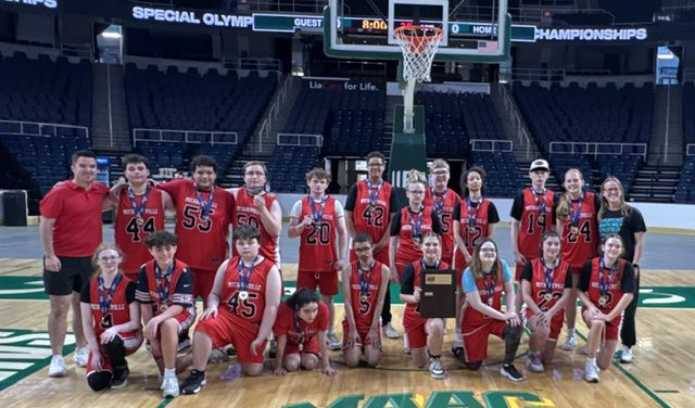 Photo of the MCSD Unified basketball team who won the Unified Championship yesterday beating Queensbury 36-27 at the MVP Arena