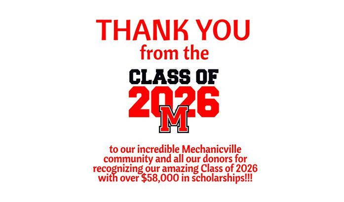 Thank you from the class of 2026 to the community for recognizing the class with over $58,000 in scholarships.